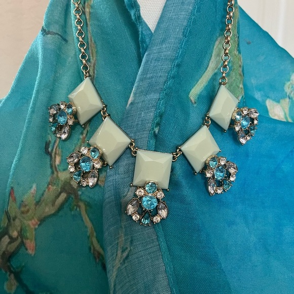 CORE aqua/green and clear accent stones Earrings and Necklace set, NWT - Picture 2 of 4